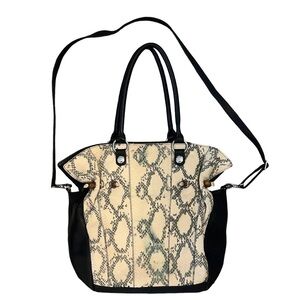 Carlos Falchi Chi Large Exotic Snakeskin Leather Shoulder Bag Tote w/ Crossbody
